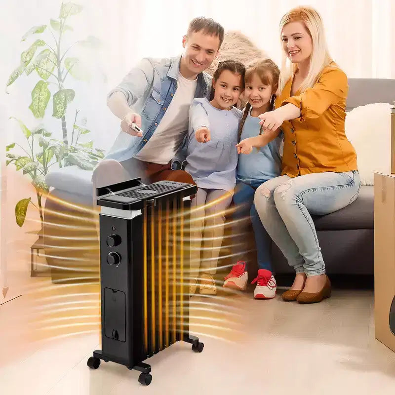 Radiateur à bain d'huile Costway 1500W, chauffage d'appoint électrique avec humidificateur, blanc/noir