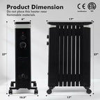 Radiateur à bain d'huile Costway 1500W, chauffage d'appoint électrique avec humidificateur, blanc/noir
