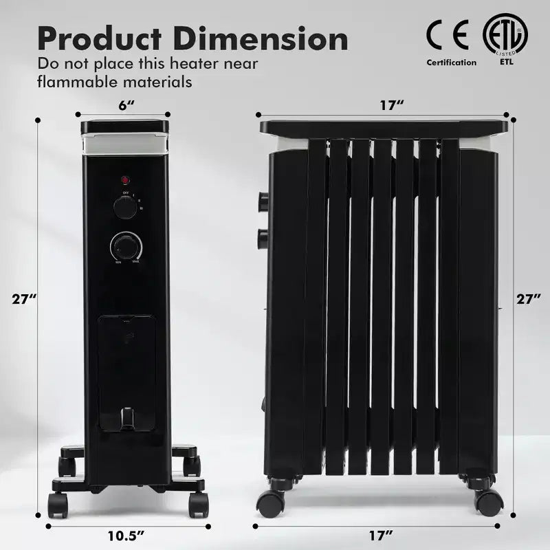 Radiateur à bain d'huile Costway 1500W, chauffage d'appoint électrique avec humidificateur, blanc/noir