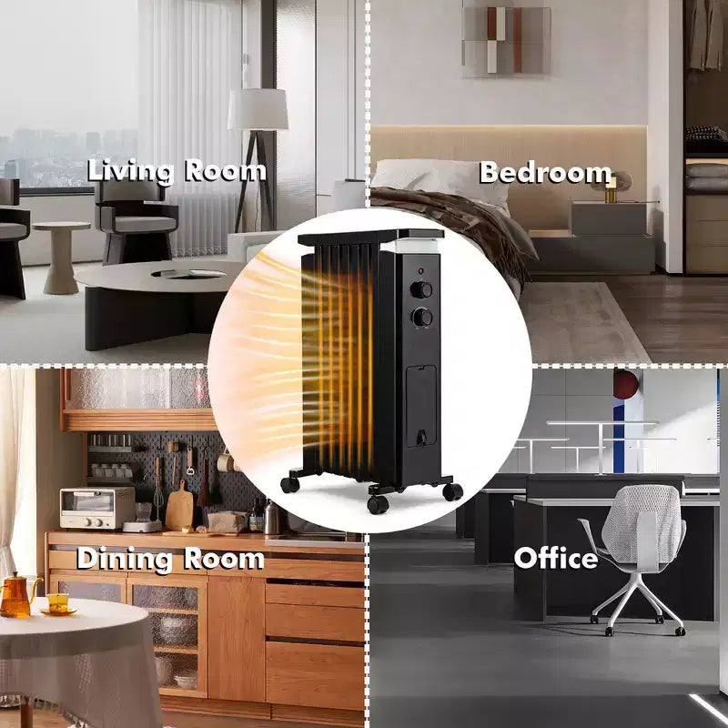 Radiateur à bain d'huile Costway 1500W, chauffage d'appoint électrique avec humidificateur, blanc/noir