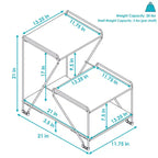 Table d'appoint d'intérieur à 3 niveaux en fil d'acier Sunnydaze avec plateaux imitation bois – 53 cm H – Marron