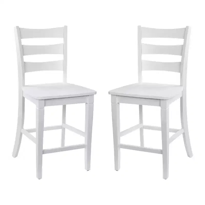 Merrick Lane, ensemble de deux tabourets de bar à hauteur de comptoir classiques en bois à dossier échelle avec sièges en bois massif