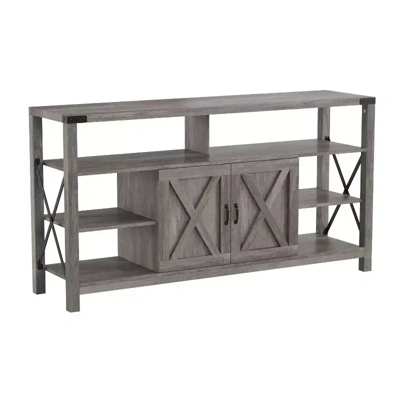 Console multimédia Merrick Lane avec rangements ouverts et fermés