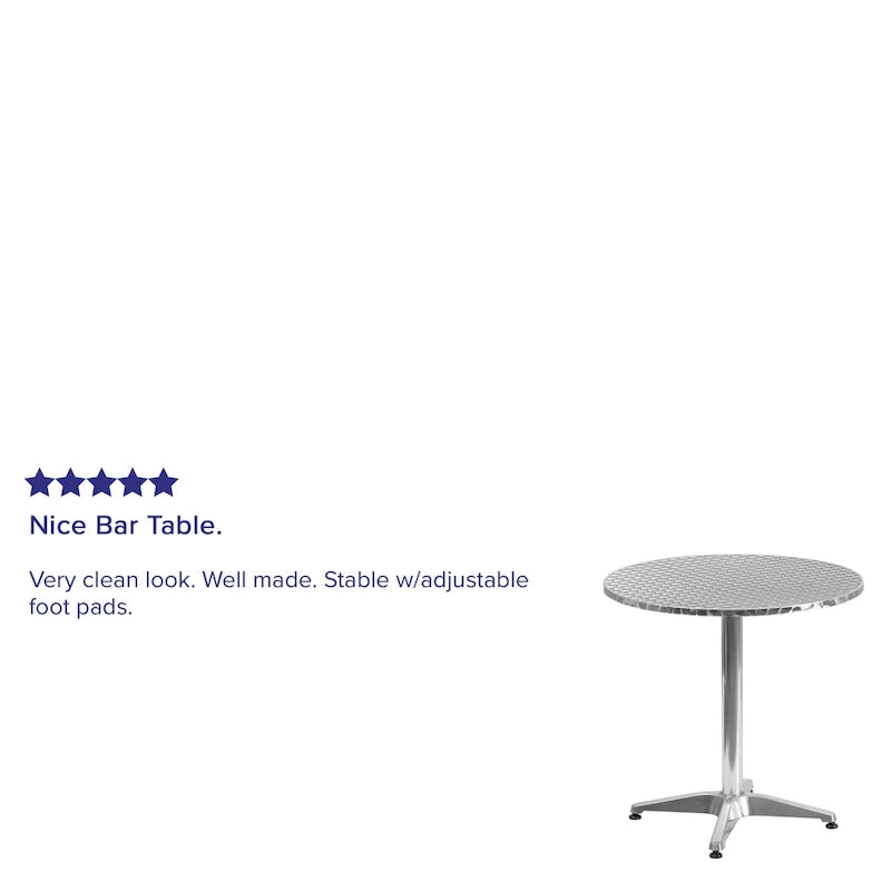 Table d'intérieur/extérieur en aluminium à plateau lisse de 27,5 po avec base