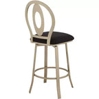 Tabouret de bar pivotant en métal 55 Downing Street, or champagne, hauteur 29 pouces, avec coussin noir de style Mid-Century Modern, dossier et repose-pieds pour comptoir de cuisine ou îlot