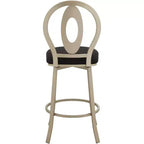 Tabouret de bar pivotant en métal 55 Downing Street, or champagne, hauteur 29 pouces, avec coussin noir de style Mid-Century Modern, dossier et repose-pieds pour comptoir de cuisine ou îlot