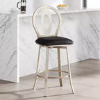 Tabouret de bar pivotant en métal 55 Downing Street, or champagne, hauteur 29 pouces, avec coussin noir de style Mid-Century Modern, dossier et repose-pieds pour comptoir de cuisine ou îlot