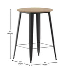 Table de bar Emma et Oliver, 30" ronde, plateau en polyrésine tout temps avec base en acier, utilisation intérieure/extérieure