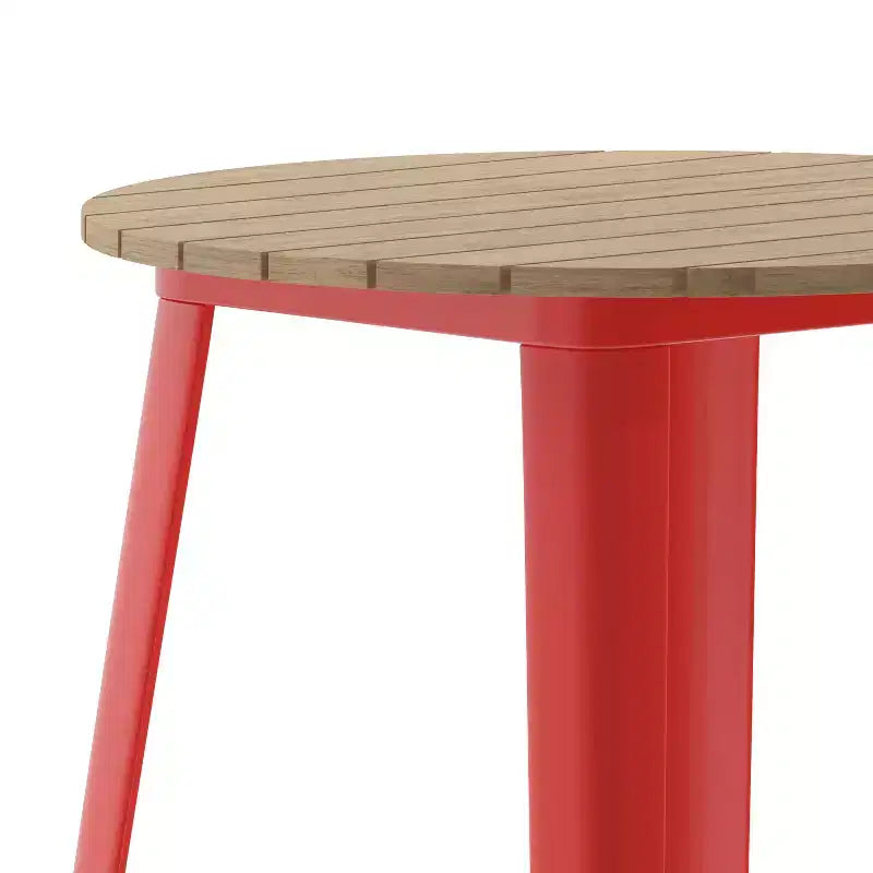 Table de bar Emma et Oliver, 30" ronde, plateau en polyrésine tout temps avec base en acier, utilisation intérieure/extérieure