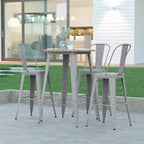Table de bar Emma et Oliver, 30" ronde, plateau en polyrésine tout temps avec base en acier, utilisation intérieure/extérieure