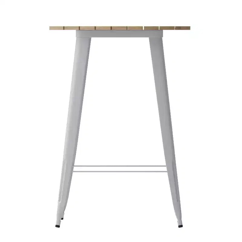 Table de bar Emma et Oliver, 30" ronde, plateau en polyrésine tout temps avec base en acier, utilisation intérieure/extérieure