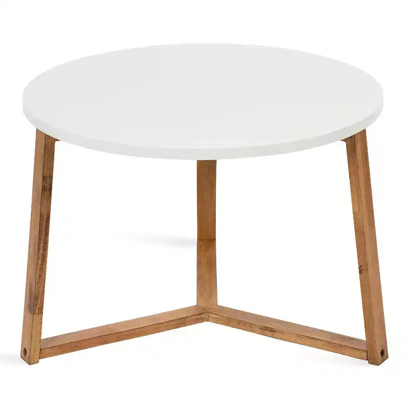 Table basse ronde en MDF Kate et Laurel Rioux, 26x26x18, blanc et naturel
