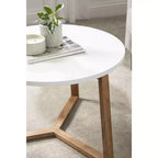 Table basse ronde en MDF Kate et Laurel Rioux, 26x26x18, blanc et naturel