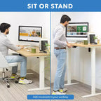 Mount-It! Bureau électrique assis-debout avec plateau - Blanc / Érable