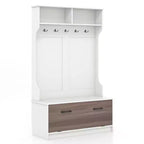 Portemanteau d'entrée Costway 63 pouces avec banc de rangement et portemanteau multifonctionnel Noir/Blanc
