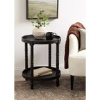 Table d'appoint ronde en bois Bellport de Kate and Laurel avec étagère