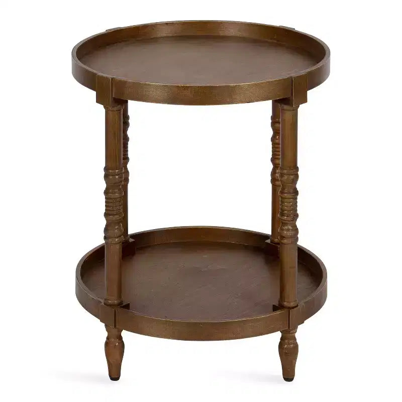 Table d'appoint ronde en bois Bellport de Kate and Laurel avec étagère
