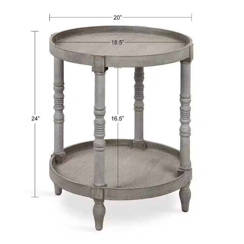 Table d'appoint ronde en bois Bellport de Kate and Laurel avec étagère