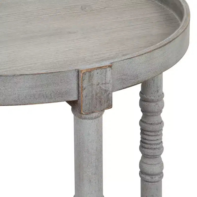 Table d'appoint ronde en bois Bellport de Kate and Laurel avec étagère