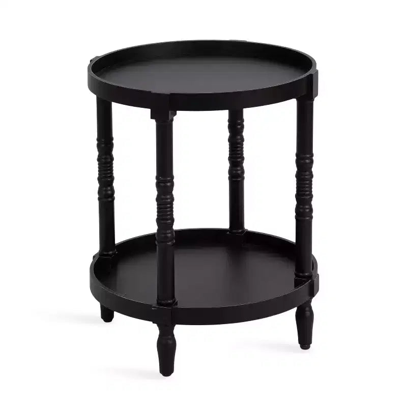 Table d'appoint ronde en bois Bellport de Kate and Laurel avec étagère