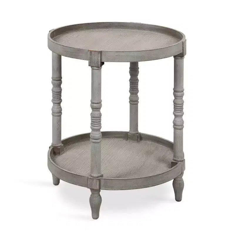 Table d'appoint ronde en bois Bellport de Kate and Laurel avec étagère