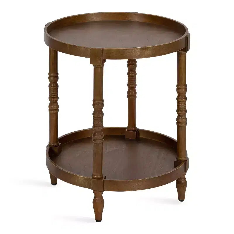 Table d'appoint ronde en bois Bellport de Kate and Laurel avec étagère