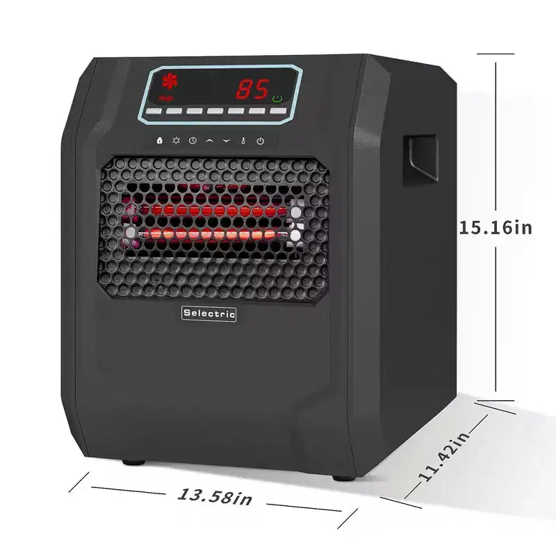 Chauffage d'appoint électrique rayonnant filaire portatif VOLTORB avec 3 réglages de chaleur, noir