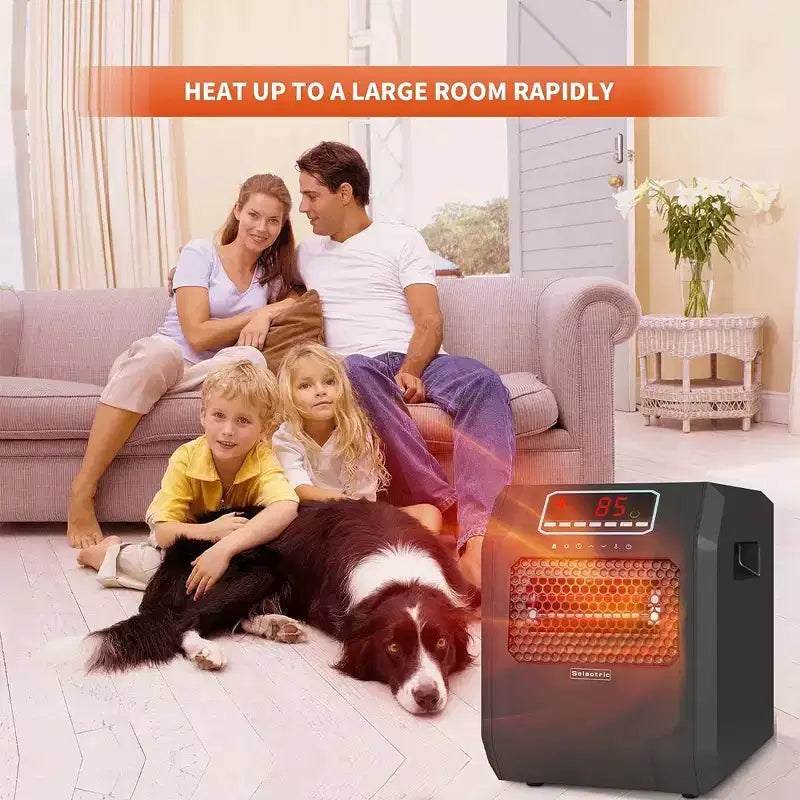 Chauffage d'appoint électrique rayonnant filaire portatif VOLTORB avec 3 réglages de chaleur, noir