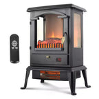 VOLTORB 3-Sided Flame View Infrared Quartz Heater Stove, Free Standing Electric Fireplace for Indoor Use w/Remote Control & Programmable Timer, Black