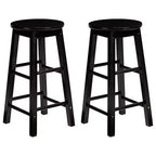 Tabourets de bar PJ Wood Classic Round Seat de 73,66 cm de haut pour maisons, salles à manger et bars avec sièges sans dossier et 4 pieds carrés, noir (lot de 4)