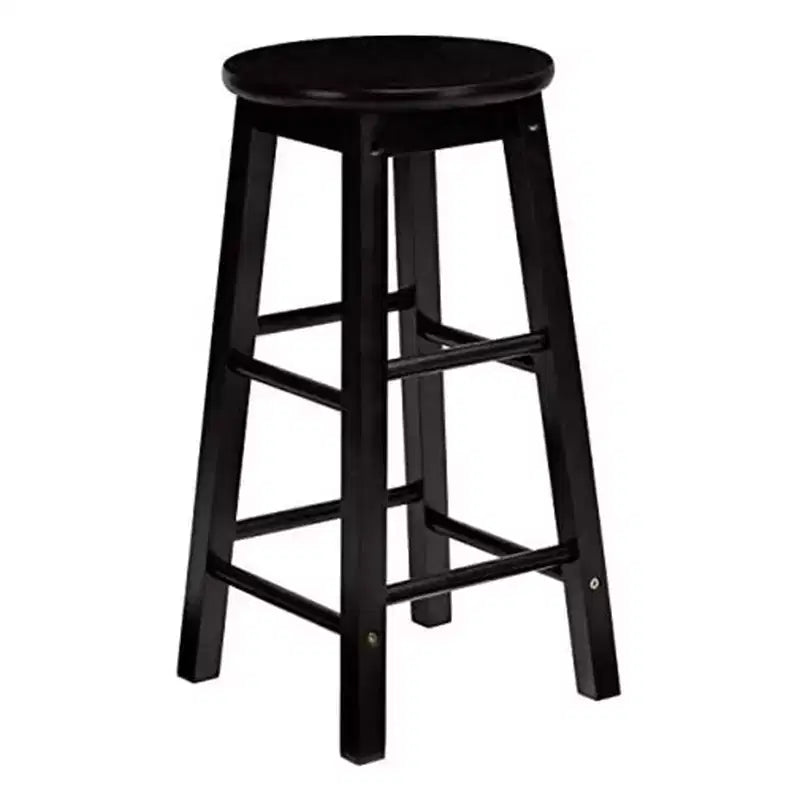 Tabourets de bar PJ Wood Classic Round Seat de 73,66 cm de haut pour maisons, salles à manger et bars avec sièges sans dossier et 4 pieds carrés, noir (lot de 4)
