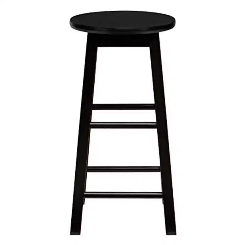 Tabourets de bar PJ Wood Classic Round Seat de 73,66 cm de haut pour maisons, salles à manger et bars avec sièges sans dossier et 4 pieds carrés, noir (lot de 4)