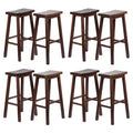 PJ Wood Classic Saddle Seat 29 Tall Kitchen Counter Stools, Walnut (Set of 8)