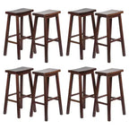 PJ Wood Classic Saddle Seat 29 Tall Kitchen Counter Stools, Walnut (Set of 8)