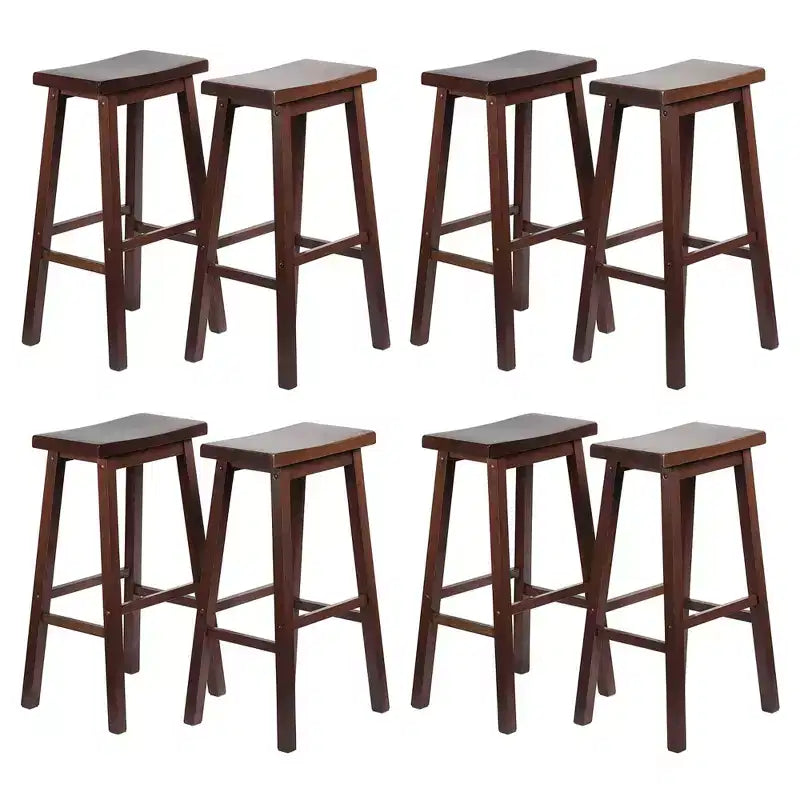 PJ Wood Classic Saddle Seat 29 Tall Kitchen Counter Stools, Walnut (Set of 8)