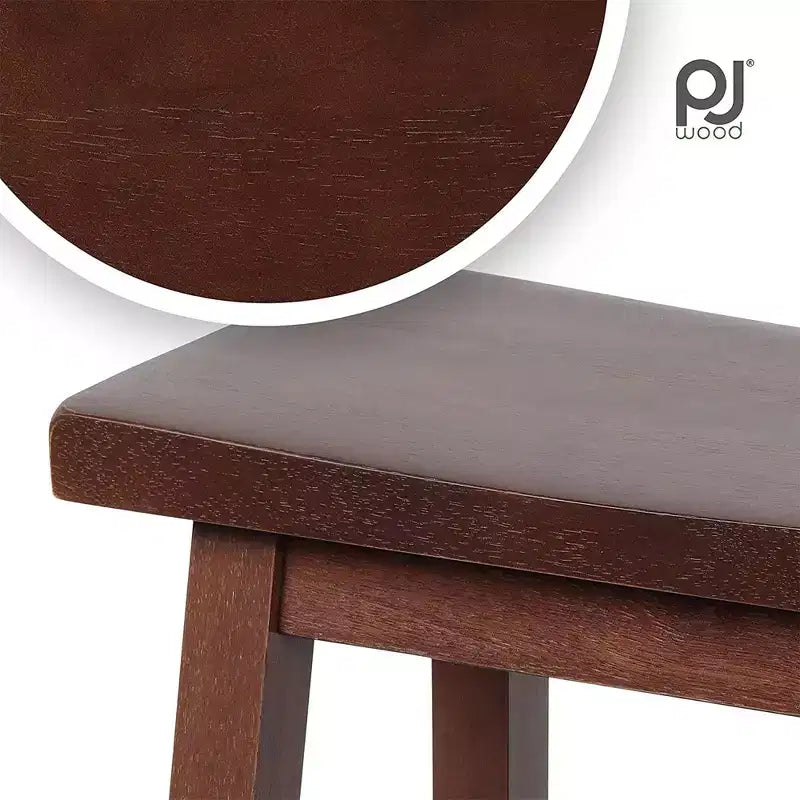 Tabourets de bar PJ Wood classiques avec siège en selle, 73,6 cm de hauteur, noyer (lot de 8)