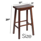 Tabourets de bar PJ Wood classiques avec siège en selle, 73,6 cm de hauteur, noyer (lot de 8)
