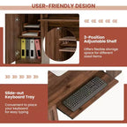 Costway Bureau d'angle en forme de L pour bureau à domicile, 66,5'', avec tiroir de clavier, couleur foncée