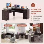 Costway Bureau d'angle en forme de L pour bureau à domicile, 66,5'', avec tiroir de clavier, couleur foncée