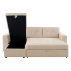 Canapé d'angle réversible avec lit gigogne, méridienne de rangement, pieds durables,