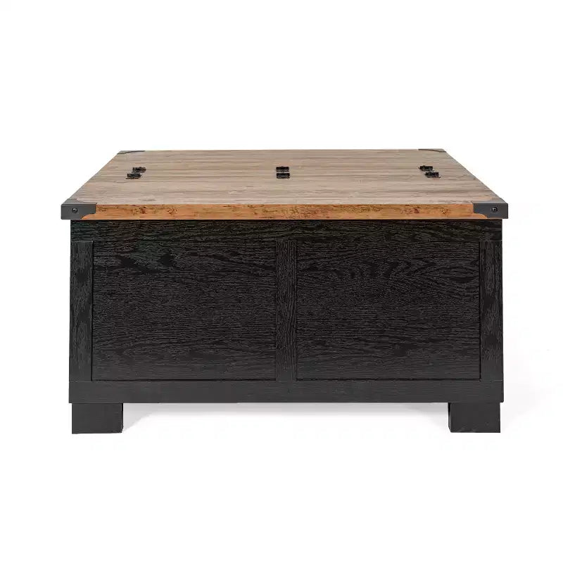 Table basse Emma et Oliver Farmhouse avec plateau à charnières style coquillage et rangement dissimulé