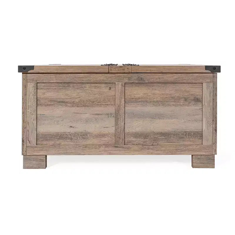 Table basse Emma et Oliver Farmhouse avec plateau à charnières style coquillage et rangement dissimulé
