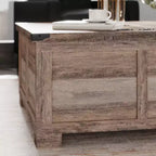 Table basse Emma et Oliver Farmhouse avec plateau à charnières style coquillage et rangement dissimulé