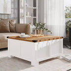 Table basse Emma et Oliver Farmhouse avec plateau à charnières style coquillage et rangement dissimulé