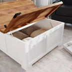 Table basse Emma et Oliver Farmhouse avec plateau à charnières style coquillage et rangement dissimulé