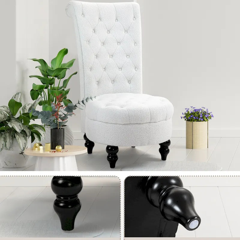 AVAWING Lot de 2 chaises de trône royales rembourrées et pieds en bois d'hévéa