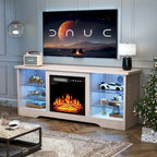 Meuble TV cheminée Bossin 58" avec foyer électrique 18", centre de divertissement moderne pour téléviseurs 65", console TV