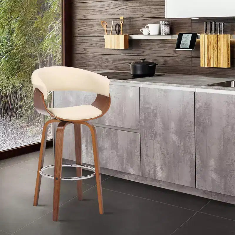 Tabouret de bar à hauteur de comptoir 30" Julyssa Swivel en similicuir et bois - Armen Living
