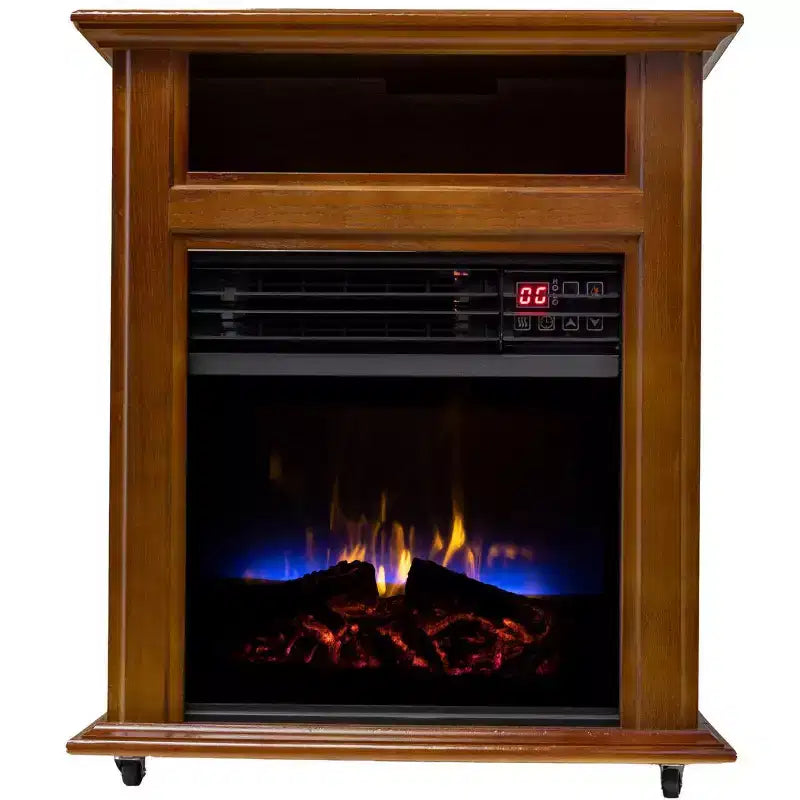 Comfort Glow Electric Quartz Mobile Fireplace Indoor Heater With 3 Energy-Efficient Quartz Heating Elements