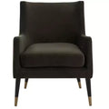 Sicily Velvet Arm Chair - KNT7060A - Shale/Antique Brass - Safavieh Couture